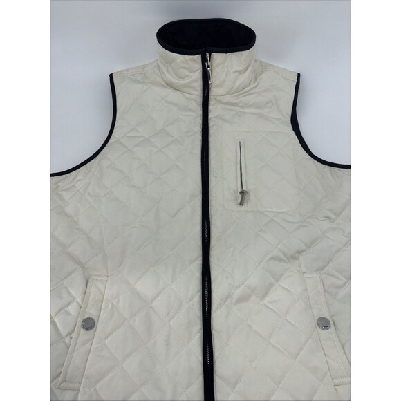 Lauren Ralph Lauren Black Cream Zip Quilted Reversible Vest Pockets M EUC - Picture 7 of 14